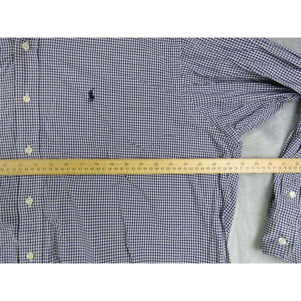 Ralph Lauren Blake Gingham Dress Shirt Mens XL Blue White Button Down - Picture 6 of 8